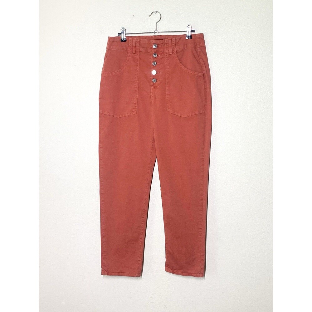 Veronica Beard Jeans Arya Straight High Rise Chino Pants 29 Terracota Ankle Crop